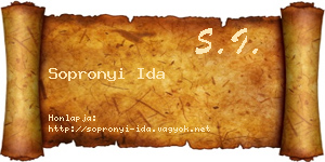 Sopronyi Ida névjegykártya